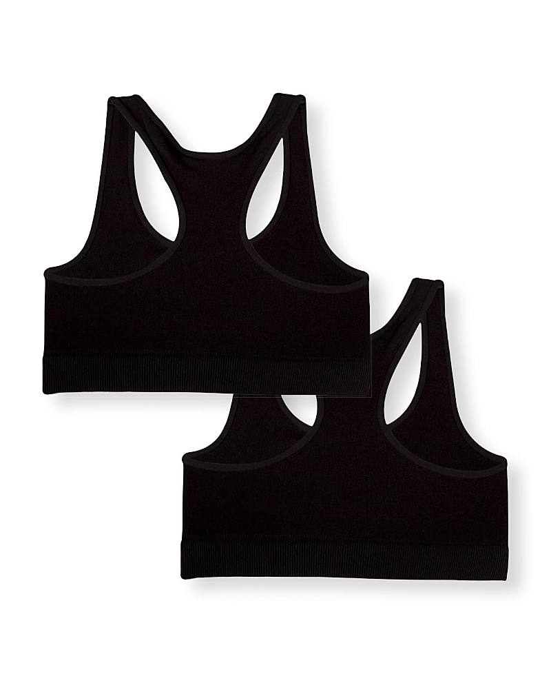 Malibu Sugar Racer Back Sports Bra (bundle Of Two 8-14) - Big Kid In Black-black