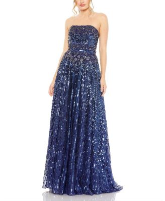 Mac Duggal - Strapless Hand Embellished Beaded A Line Gown