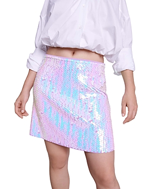 Shop Maje Jirene Sequined Skirt In Parma Violet