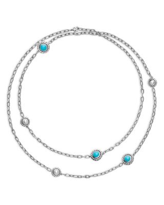 Pearl Classics Station Chain Necklace in Sterling Silver with Stone, 4mm