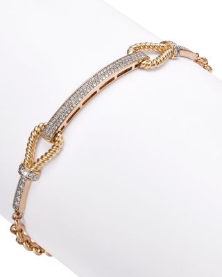 Diamond Bar Chain Bracelet in 14K Yellow Gold, 0.85 tcw