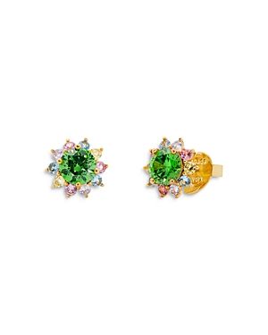 Shop Kate Spade New York Sunny Cubic Zirconia Halo Stud Earrings In Green/multi