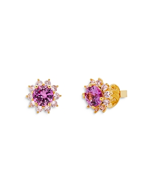 Shop Kate Spade New York Sunny Cubic Zirconia Halo Stud Earrings In Pink