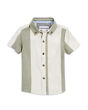 Sovereign Code Boys' Biggs Bold Striped Chambray Short Sleeved Woven Shirt - Baby In Gray