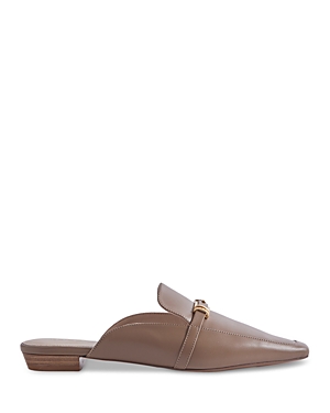 Reiss Meghan Buckle-embellished Leather Mules In Taupe