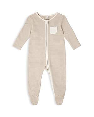 Shop Mori Unisex Striped Clever Zip Footie - Baby In Oatmeal