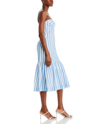 AQUA Stripe Bustier Midi Dress - Exclusive | Bloomingdale's