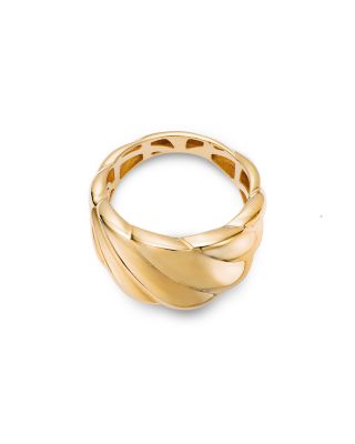 14K Yellow Gold Twist Style Wide Statement Ring