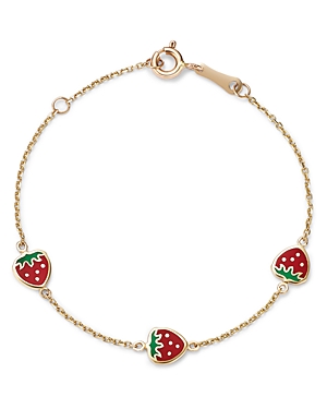Bloomingdale's Kids' Children's Strawberry Accent Link Bracelet In 14k Yellow Gold In Multi