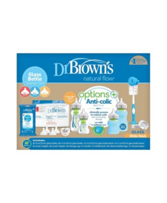  Dr. Browns Unisex 20 Piece Options + Wide-Neck Glass Baby Bottle Starter Set