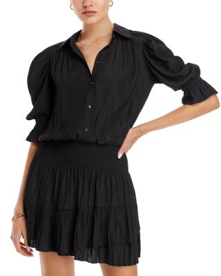 Ramy Brook - Angelina Smocked Waist Ruffled Hem Dress