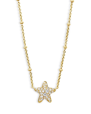 Shop Kendra Scott Jae Pave Star Adjustable Pendant Necklace In 14k Gold Plated, 19 In Gold White Crystal