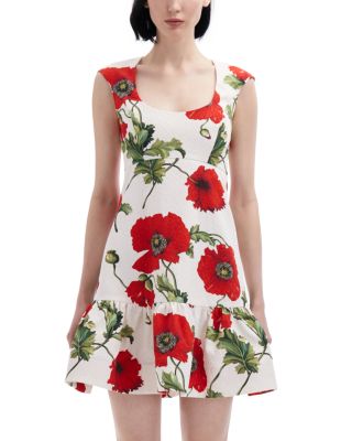 Oscar de la Renta - Poppi Printed Cap Sleeve Mini Dress