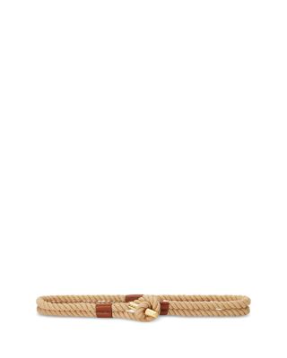 Ralph Lauren Leather-Trim Rope Toggle Skinny Belt