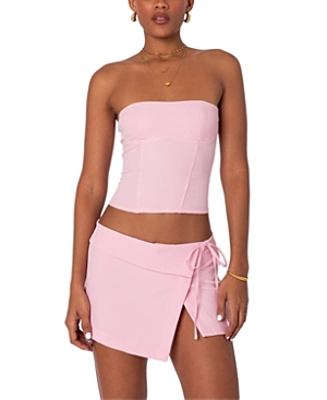 Edikted Selena Lace Up Corset In Pink