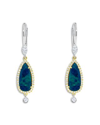Meira T 14K Yellow & White Gold Opal & Diamond Elongated Leverback Drop Earrings