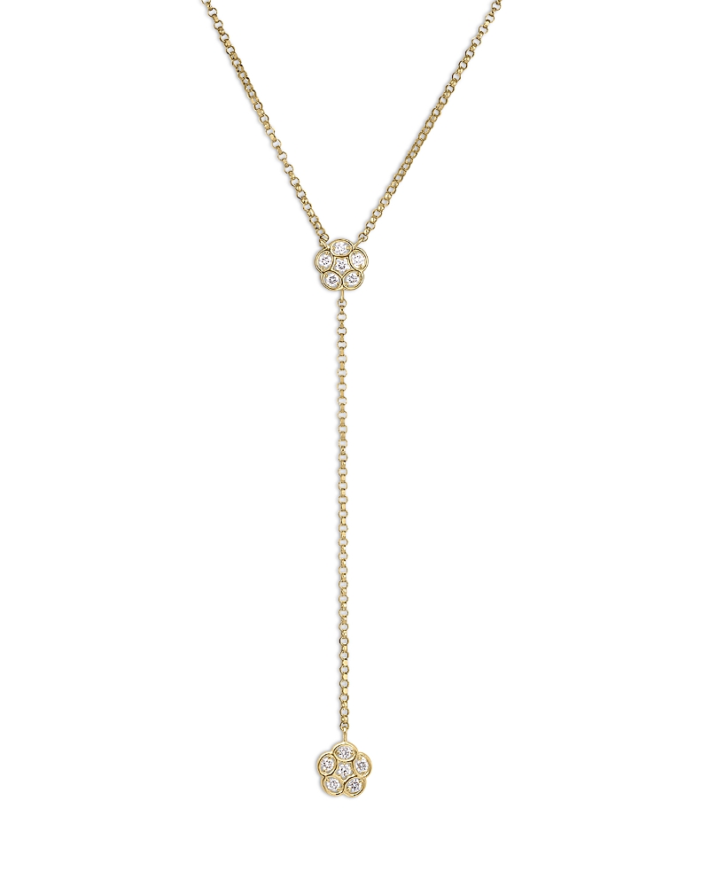 Roberto Coin 18k Yellow Gold Daisy By The Inch Diamond Flower Lariat Necklace, 16-18 In Gold