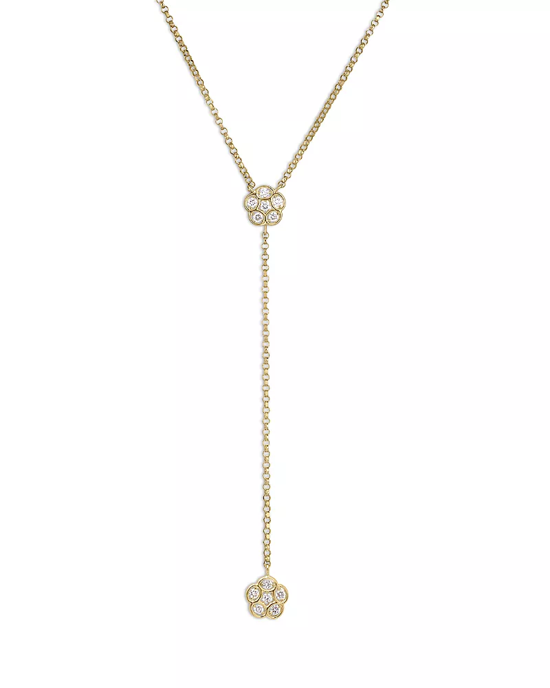 Roberto Coin 18K Yellow Gold Daisy by the Inch Diamond Flower Lariat Necklace, 16