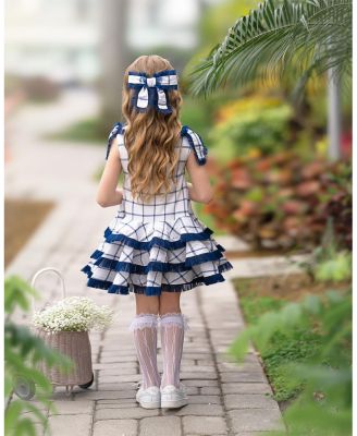 Girls' Checkered Linen Tulle Dress - Baby, Little Kid, Big Kid
