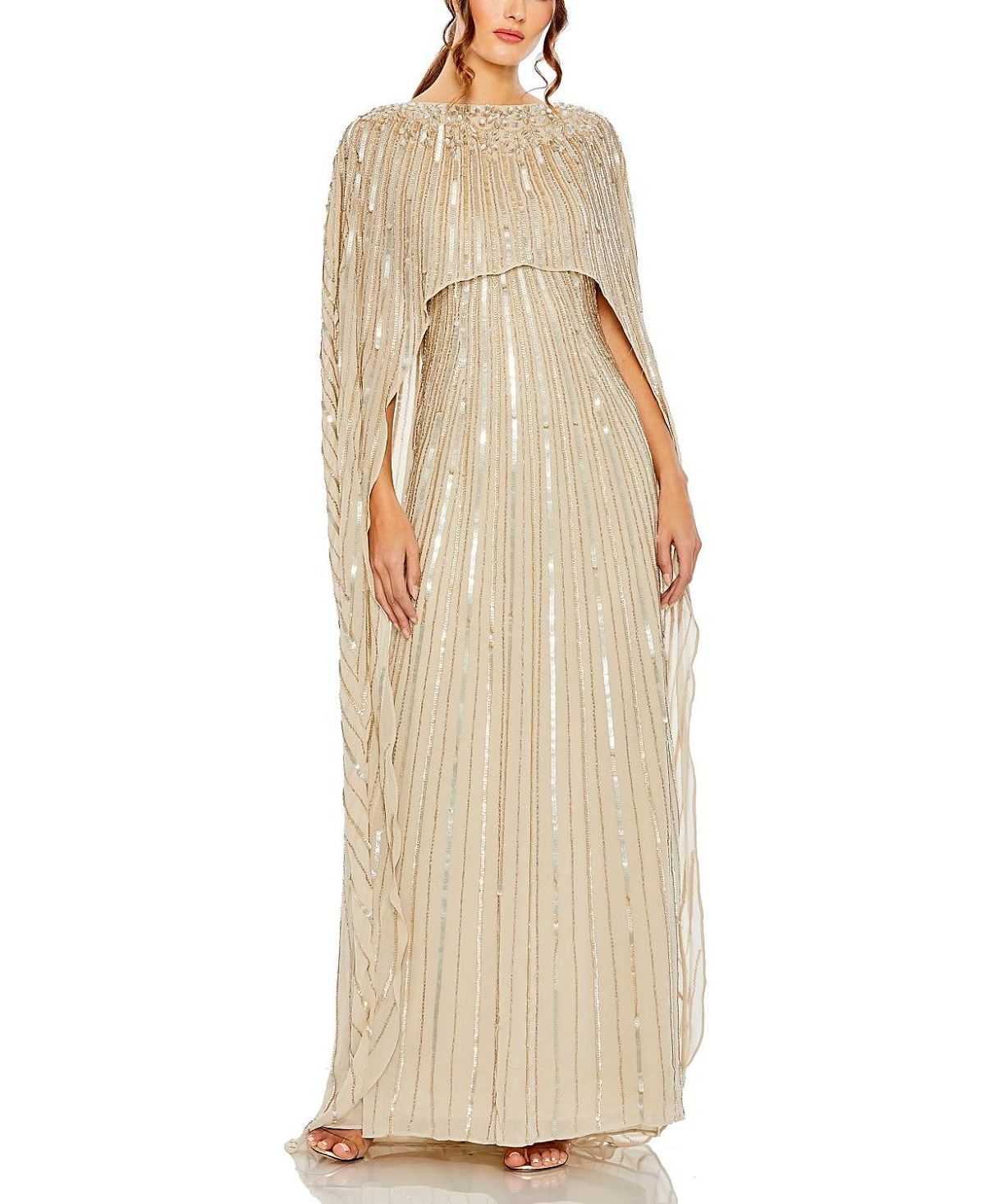 Mac Duggal Embellished Column Cape Gown