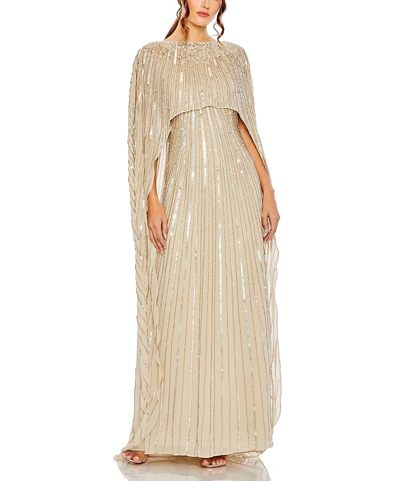 Mac Duggal Embellished Column Cape Gown