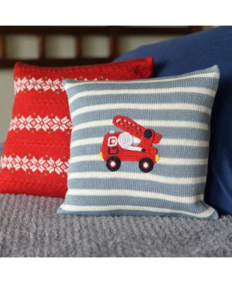 Knit Cotton 10" Fire Truck Pillow