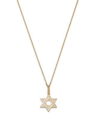 Bloomingdale's Fine Collection Star of David Pendant Necklace in 14K Yellow Gold, 18