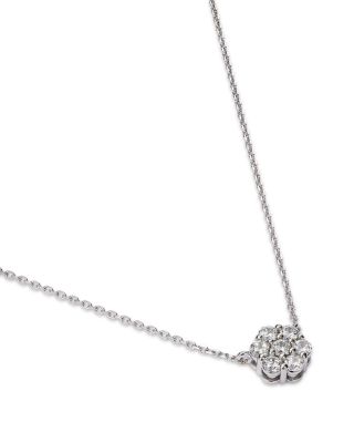 Diamond Flower Cluster Pendant Necklace in 14K White Gold, 0.25 tcw