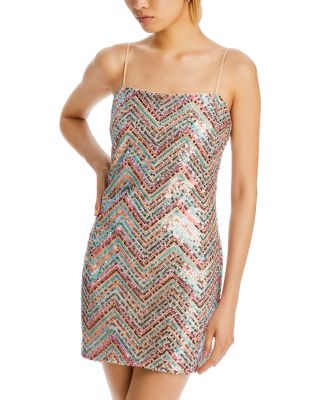 MILLY - Chevron Sequined Mini Dress