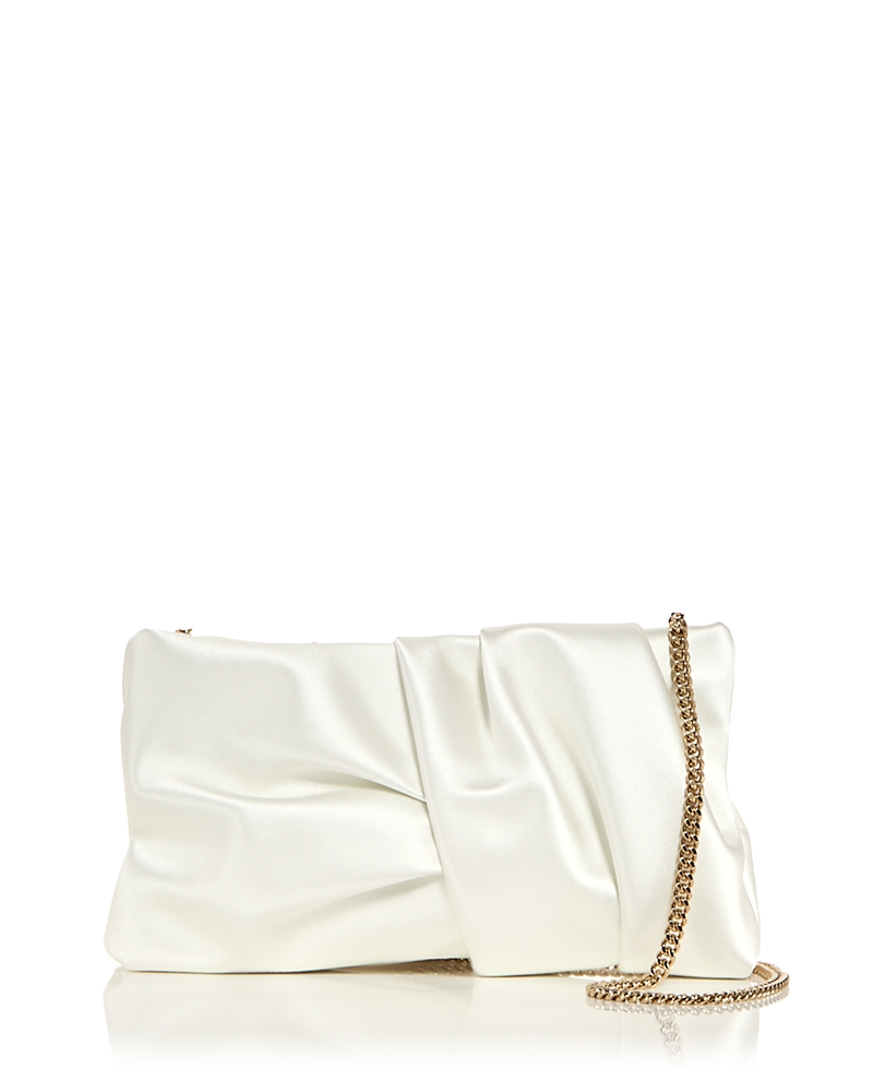 Jimmy Choo Bonny Satin Clutch In Ivory