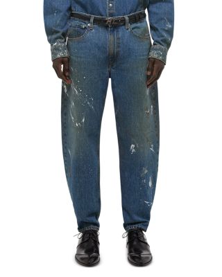 Helmut Lang - Cropped Wide Leg Jeans in Mid Indigo Painter