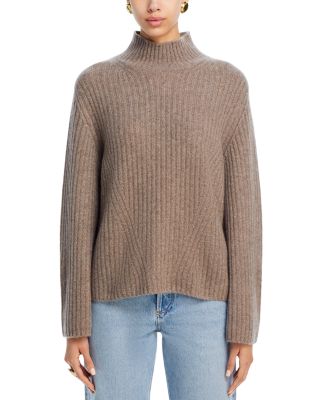 100% Cashmere Rib Knit Bell Sleeve Turtleneck Sweater - Exclusive