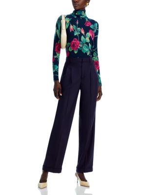 Rose Print Turtleneck Cashmere Sweater - Exclusive