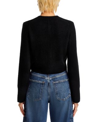 100% Cashmere Cropped Wide Sleeve Crewneck Cardigan - Exclusive