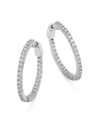 Bloomingdale's Fine Collection - Diamond Inside Out Medium Hoop Earrings in 14K White Gold, 1.50 ct. t.w.