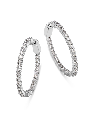Bloomingdale's Diamond Inside Out Medium Hoop Earrings In 14k White Gold, 1.50 Ct. T. W. In White