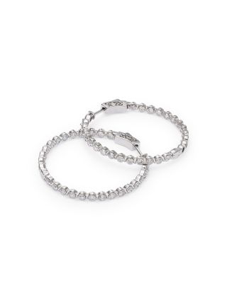 Diamond Inside Out Medium Hoop Earrings in 14K White Gold, 4.0 tcw