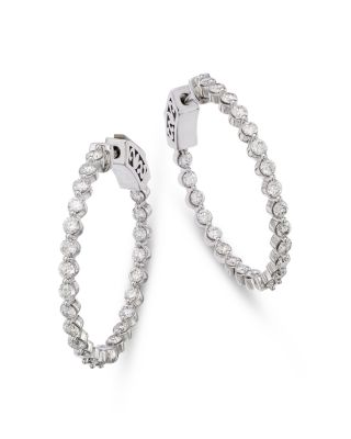 Bloomingdale's Fine Collection Diamond Inside Out Small Hoop Earrings in 14K White Gold, 1.5 ct. t. w.