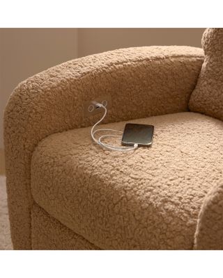 Nami Electronic Recliner and Swivel Glider Recliner in Faux Shearling with USB Port