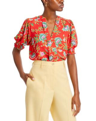 T Tahari - Floral Print Puff Sleeve Blouse