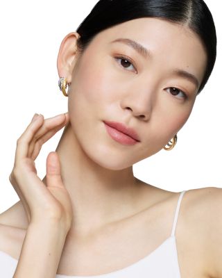 DY Mercer Multi Hoop Earrings in Sterling Silver with 18K Yellow Gold and Diamonds, 21mm