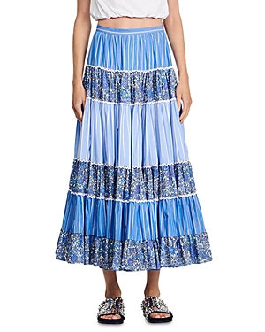 Shop Sandro Patch Skirt In Blue White