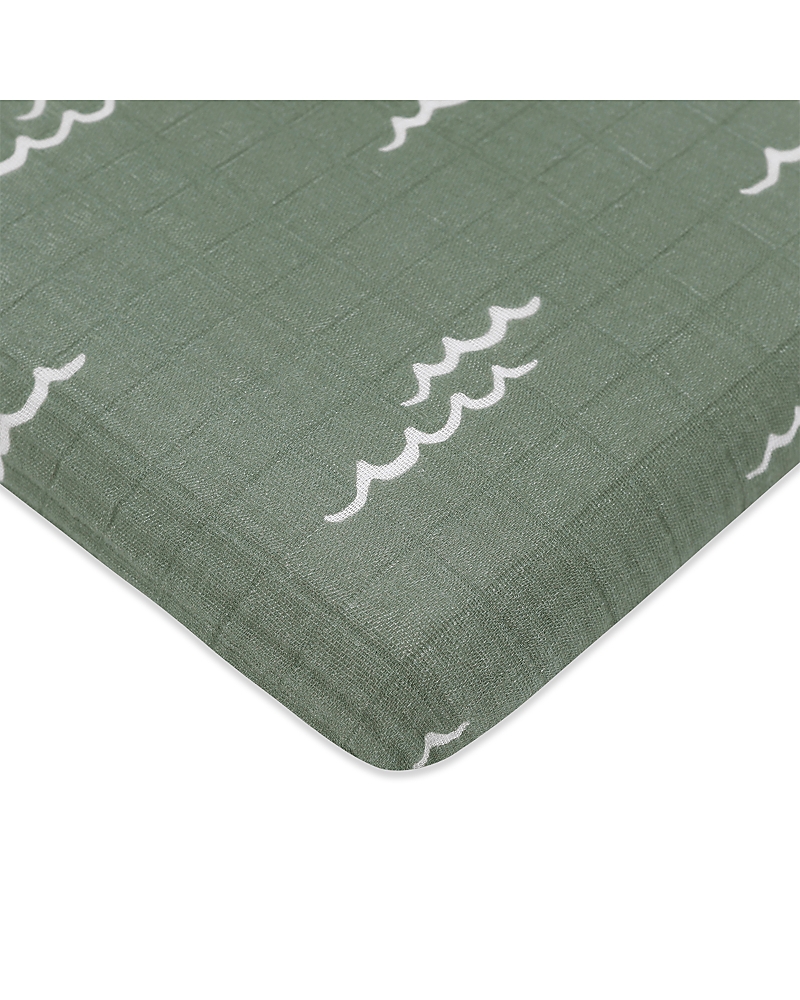 Babyletto All Stages Midi Crib Sheet In Gots Certified Organic Muslin Cotton In Ocean Waves