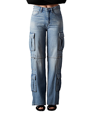 On Duty High Rise Wide Leg Cargo Jeans in Athens