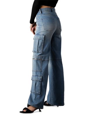 On Duty High Rise Wide Leg Cargo Jeans in Athens