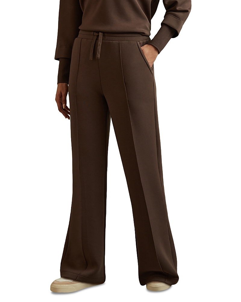 Reiss Chocolate Interlock Wide-leg Joggers In Chocolate