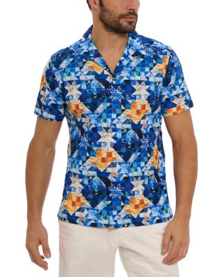 Robert Graham - Sashiko Patchwork Print Regular Fit Button Down Camp Shirt