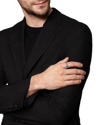 Men's Curb Chain Band Ring in Sterling Silver, 8mm