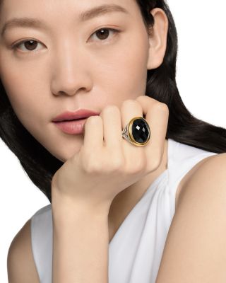 18K Yellow Gold & Sterling Silver Albion® Onyx Statement Ring