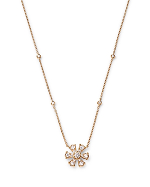 Bloomingdale's Diamond Flower Pendant Necklace In 14k Yellow Gold, 0.50 Ct. T. W. In Gold